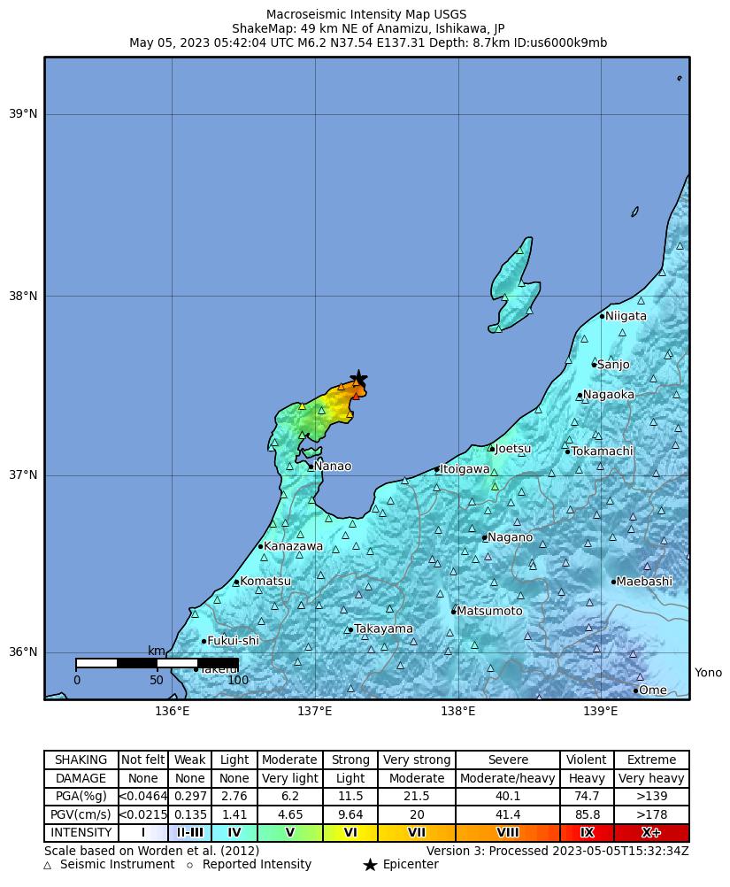 M6.2 Suzu, Japan - Summary of Impacts