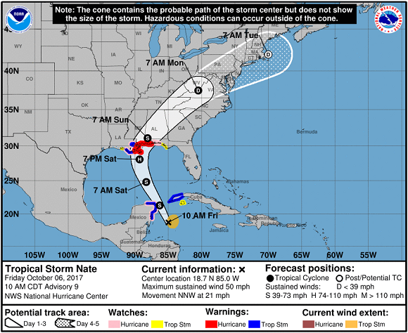 NOAA 5day_cone_no_line_and_wind as of 11 EDT Oct 6
