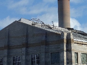 Roof damage to a utility building at the Bermuda Electric Light Company 