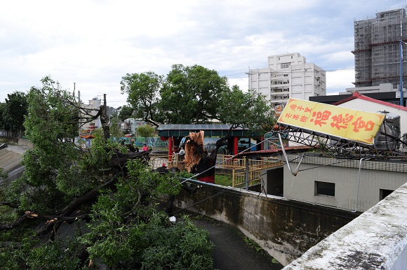Damage from Typhoon Soudelor as seen on August 9, 2015